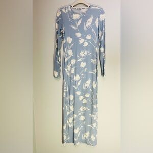 Reformation Blue Floral Long Sleeve bodycon Dress wedding guest